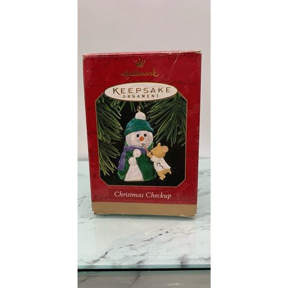 Hallmark Keepsake Ornament Christmas Checkup Snowman Mouse 1997 Doctor Nurse - Picture 1 of 4